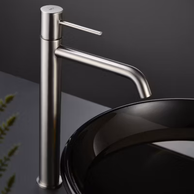 Mitigeur de Lavabo Anti-Calcaire Bec Haut Niquel Brossé IMEX MONZA BDM039-3NQ