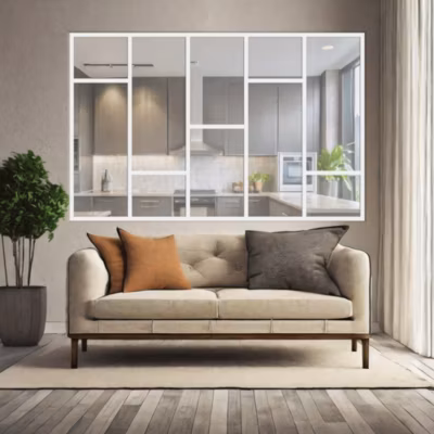 Verrière Loft 5 sections – L x H : 160 x 150 cm – Laqué blanc 9003 granité – vitrages inclus