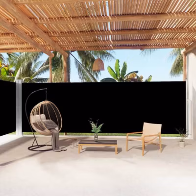vidaXL Auvent latéral rétractable Noir 200×1000 cm 318042