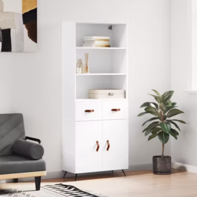 Buffet haut-Armoire de rangement Blanc 69,5x34x180 cm Bois d&rsquo;ingénierie 378477