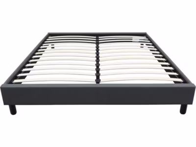 Sommier « Andy » en tissu  140 x 190cm  Gris anthracite