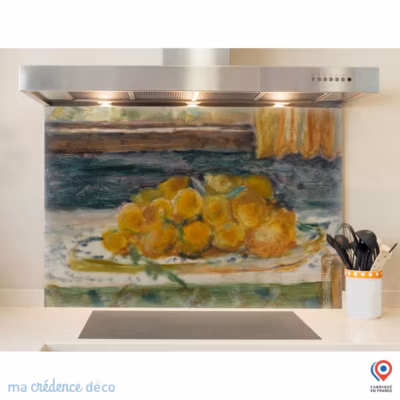 Crédence cuisine fond de hotte Pierre Bonnard, Nature morte aux citrons – Alu composite – L 90 cm x H 70 cm – MaCrédenceDéco