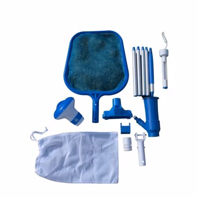 Kit Accessoires Entretien Piscine Hors Sol Doseur+Epuisette+Brosse+Aspi Vac+Thermomètre