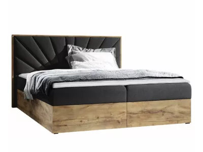 Lit continental Baltimore 191, Double, Noir, Tissu, Disponible
