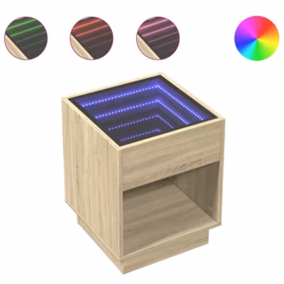 Table basse avec LED infini chêne sonoma 40x40x50 cm vidaXL