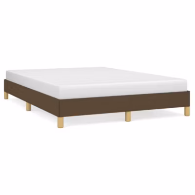 Lit double, Lit adulte, Cadre de lit sans matelas marron foncé 160×200 cm tissu