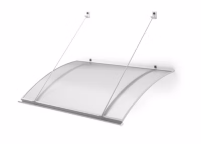 ARCTOM Auvent Turk 140×82, couleur blanc RAL9016, plaque incolore