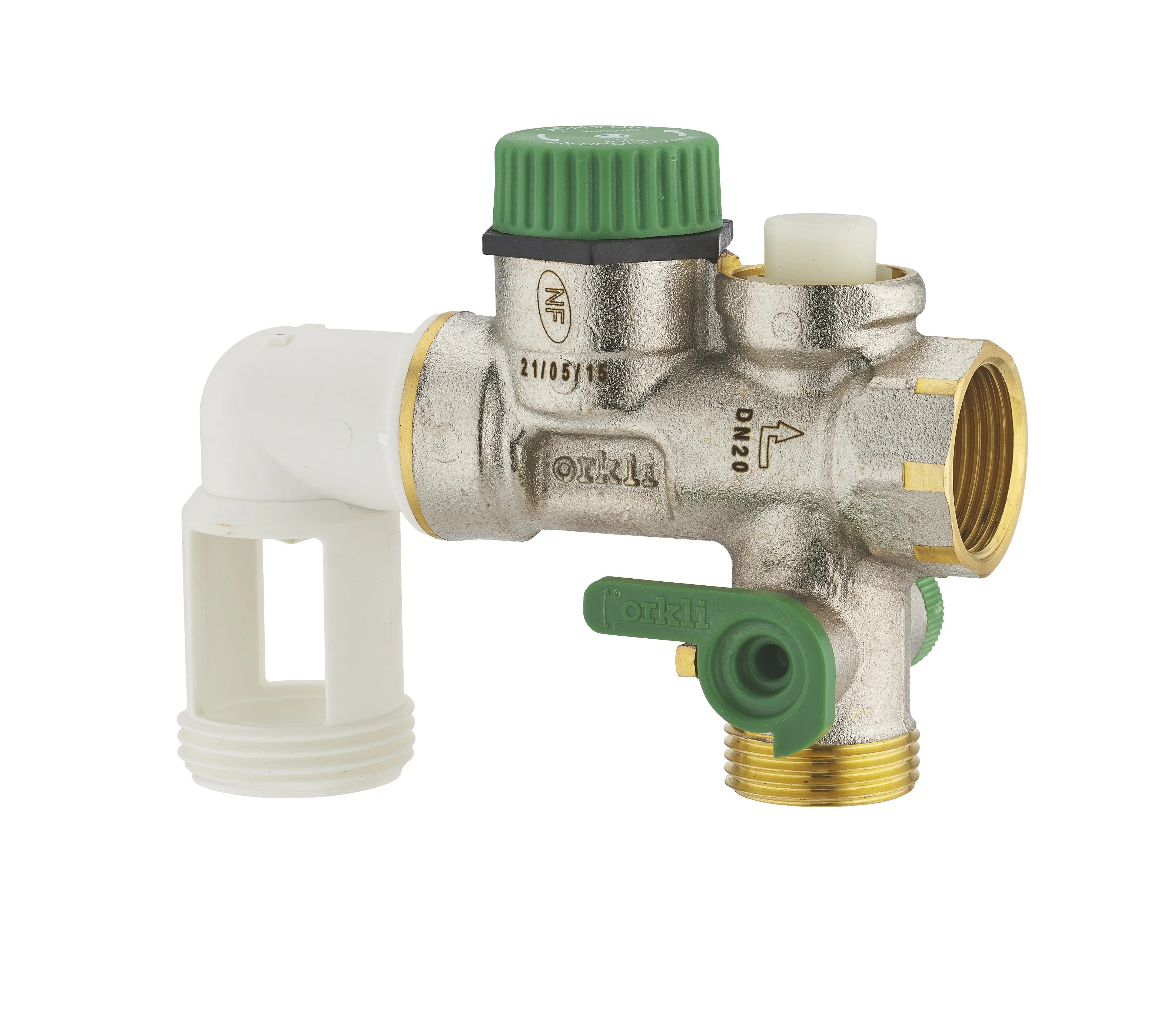 Groupe de sécurité Coudé Siège PTFE – MF3/4' – Anti calcaire