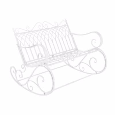 Banc à Bascule Greenough Vintage Métal 85 x 113 x 95 cm Blanc en.casa