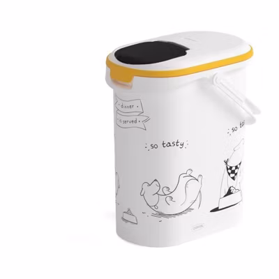 CURVER Conteneur de nourriture Le Diner est servi – 4 kg – 10 L – Blanc et noir – Pour chien
