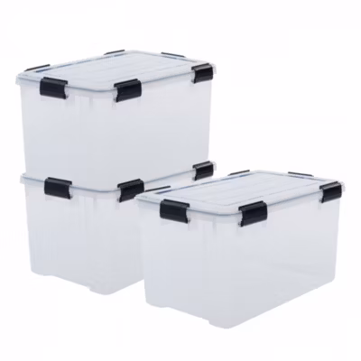 Iris Ohyama, Boite de Rangement Hermétique, 70L, Lot de 3, Transparent, DDAT-LD