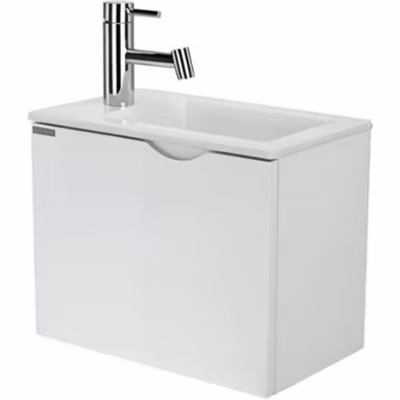 Meuble suspendu pour lave-mains 1 porte SANINDUSA Alicante 40×25 hauteur 33cm blanc (lave-mains et mitigeur non inclus)