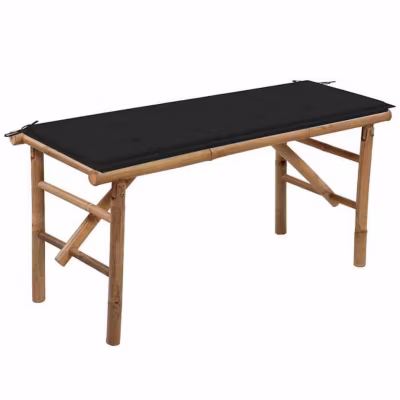 vidaXL Banc de jardin pliable avec coussin 118 cm Bambou