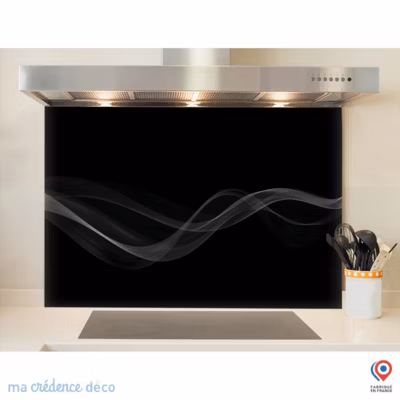 Crédence cuisine fond de hotte Courbe 2 – Verre trempé – L 90 cm x H 50 cm – MaCrédenceDéco