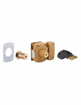 Verrou double entrée Surveyor pour porte d&rsquo;entrée, cylindre 40mm, acier, 4 clés, epoxy bronze – THIRARD