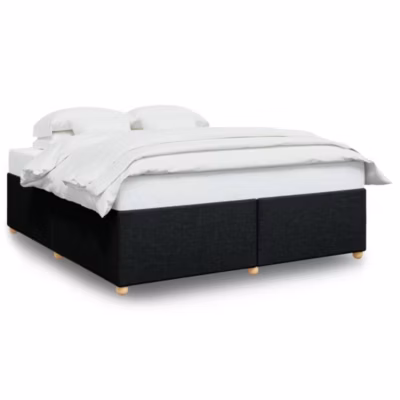 Lit double, Lit adulte, Cadre de lit sans matelas noir 200×200 cm tissu