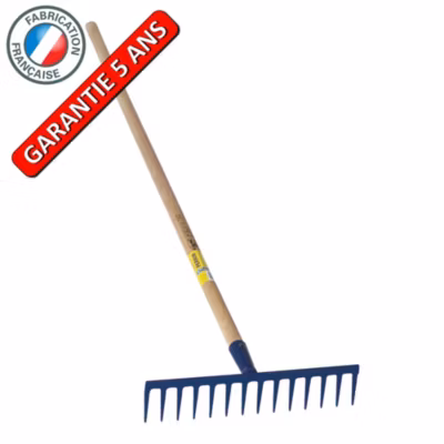 Outils Perrin Râteau 14 dents droites soudées manche 1,5m, outil trempé haute résistance, jardin,potager
