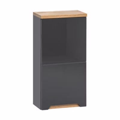 Meuble de rangement de salle de bain ERMANO  Finition bois et gris brillant, 35 cm