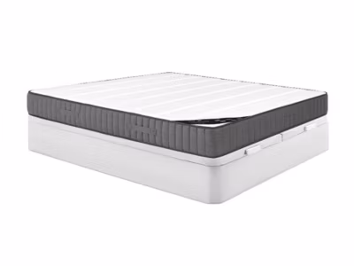 Ensemble 180 x 200 cm sommier coffre blanc + matelas hybride ressorts ensachés 7 zones et mousse haute résilience ép.26cm – AUDACE