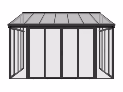 Véranda en aluminium et polycarbonate avec protection UV – 12,5 m² – anthracite – MATHILDA