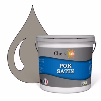 Peinture murs intérieurs satinée- Cuisine & Salle de bain POK SATIN – Taupe Chocolatée 100m² – 10L