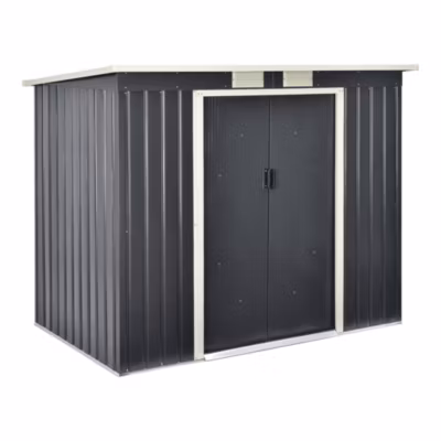 Abri de Jardin 213x130x173 cm Toit en Appentis Tôles en Acier Galvanisées Gris Foncé en.casa