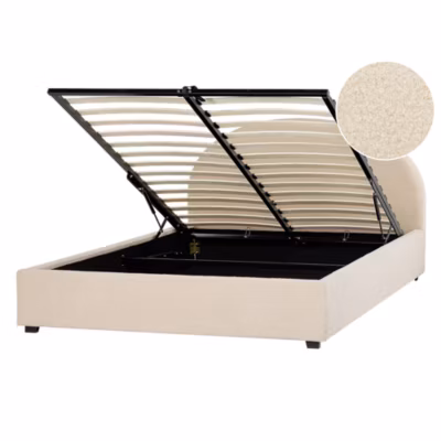 Lit ottoman Bouclé VAUCLUSE 140 x 200 cm Beige