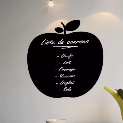 Sticker ardoise tableau noir – stickers muraux adhésif effaçable – POMME – 55x55cm