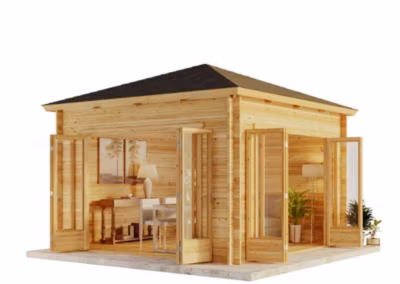 Abri de jardin Sunshine avec grande porte-fenêtre Alpholz, 39x39m dim ext (cas échéant incl débord de toit) imprégné, 40mm, 15,2m²