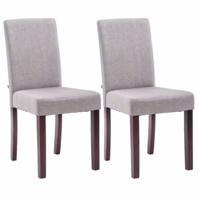 Chaise de salle à manger – CLP – Ina – Tissu – Bois massif – Lot de 2