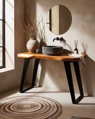 Meuble sous vasque en bois de teck massif – Uniqka