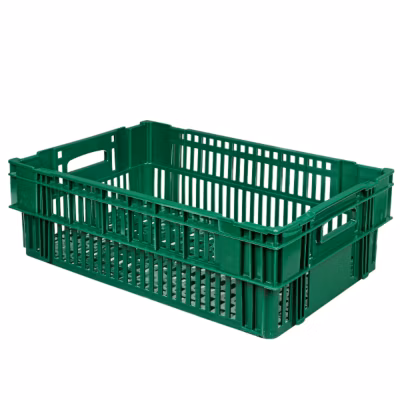 Caisse alimentaire ajourée empilable emboitable 37 litres en plastique recyclé
