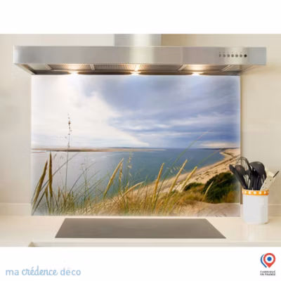 Crédence cuisine fond de hotte Dunes du pilat – Verre trempé – L 70 cm x H 60 cm – MaCrédenceDéco