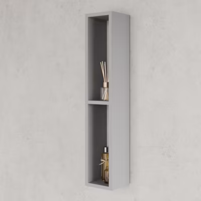 Meuble Suspendu Pour Salle De Bains Gris Hauteur 80 Cm Avec 2 Compartiments Ouverts