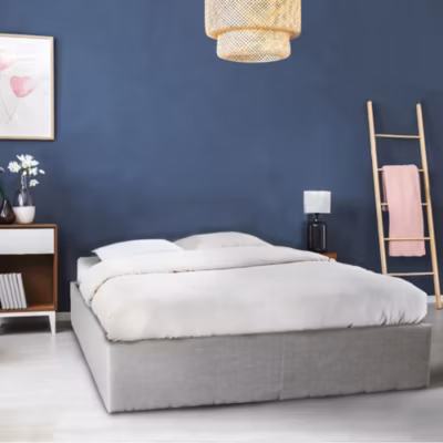 Lit coffre GENOA 160×200 + 1 sommier / Gris clair