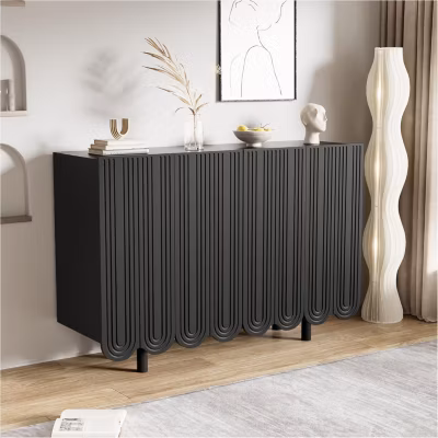 Armoire de Rangement,Buffet en Bois-120×37.5×80.8cm,Noir