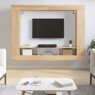 vidaXL Meuble TV chêne sonoma 152x22x113 cm bois d&rsquo;ingénierie 833724