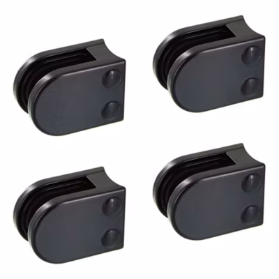 4 x Pince à verre pour tube diam. 42,4 modèle 05 – Ep. verre 11,52 mm – Zamak noir RAL 9005