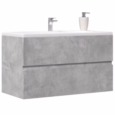 Armoire de salle de bain suspendue-Meuble de salle de bain gris béton bois d&rsquo;ingénierie 618745