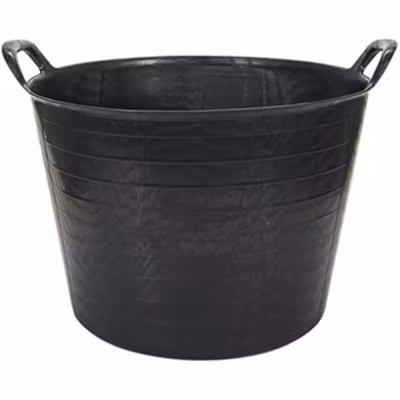 Panier avec poignées renforcées (Noir, 42L). Flexible et résistante : jardinage, construction, blanchisserie, agriculture