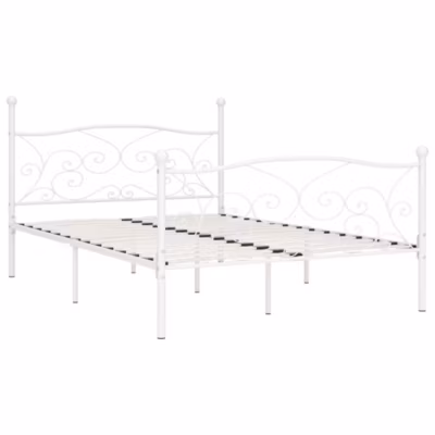 Lit double, Lit adulte, Cadre de lit sans matelas avec sommier à lattes métal 160x200cm