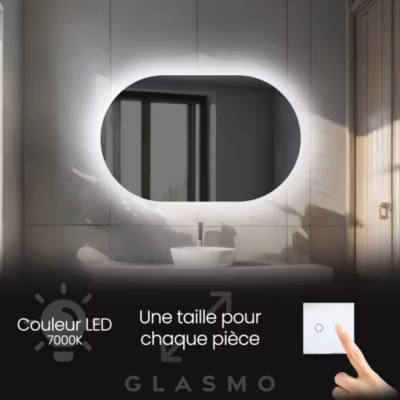 Miroir avec LED Illumination Salle de Bain – Ariana, 110×50 cm, Miroir Mural, Moderne Miroir, Blanc Froid 7000K