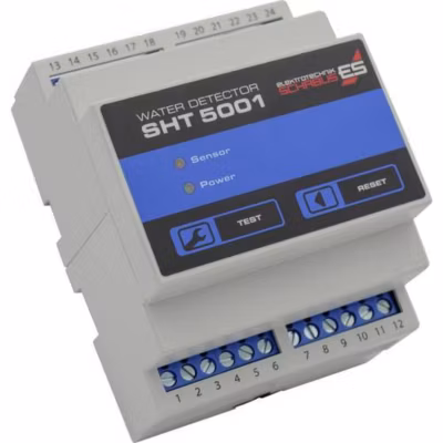 Schabus SHT 5001 détecteur d&rsquo;eau rail DIN, 2 lignes d&rsquo;alarme, alimentation secteur ou 12/24 V