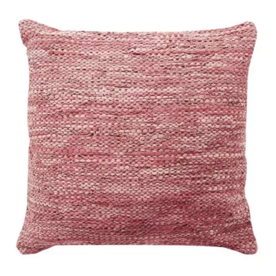 Coussin en cuir tressé rose poudré 45×45