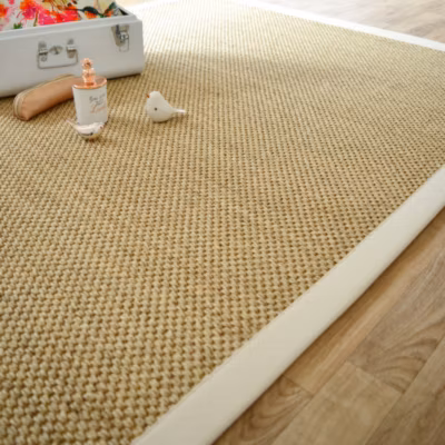 Tapis sisal – Kidara naturel – Ganse écru – 250 x 350 cm