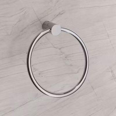 Crochet anneau porte serviette mural rond Chrome 18x10cm (LxP) design acier inox – Série OLA