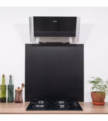 Crédence – Fond de hotte – Aluminium Anodisé Brossé Noir – H60cm x L80cm