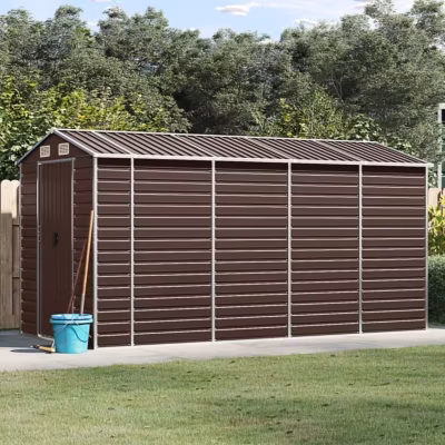 vidaXL Abri de jardin marron 191x385x198 cm acier galvanisé 3188267