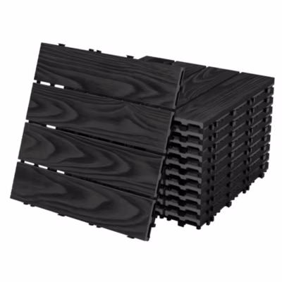 Dalles de terrasse ECD Germany WPC 30x30cm 22 pièce 2m² anthracite système clipsable et drainage
