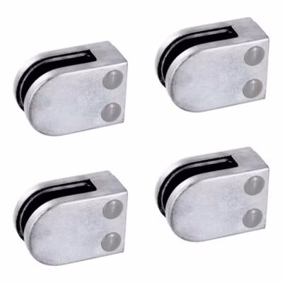 4 x Pince à verre plate modèle 02 – Ep. verre 8 mm – Zamak brut